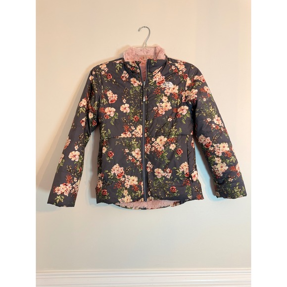 Girls reversible North Face Pink and floral size medium (8-10) Mossbud Swirl - Picture 2 of 10